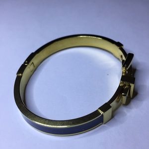 Michael Kors Blue/Gold Tone Buckle Bangle Bracelet